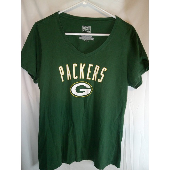 Fanatics Packers NFL T-Shirt‎ V-Neck Short Sleeve Top Green Bay XL - Picture 1 of 3